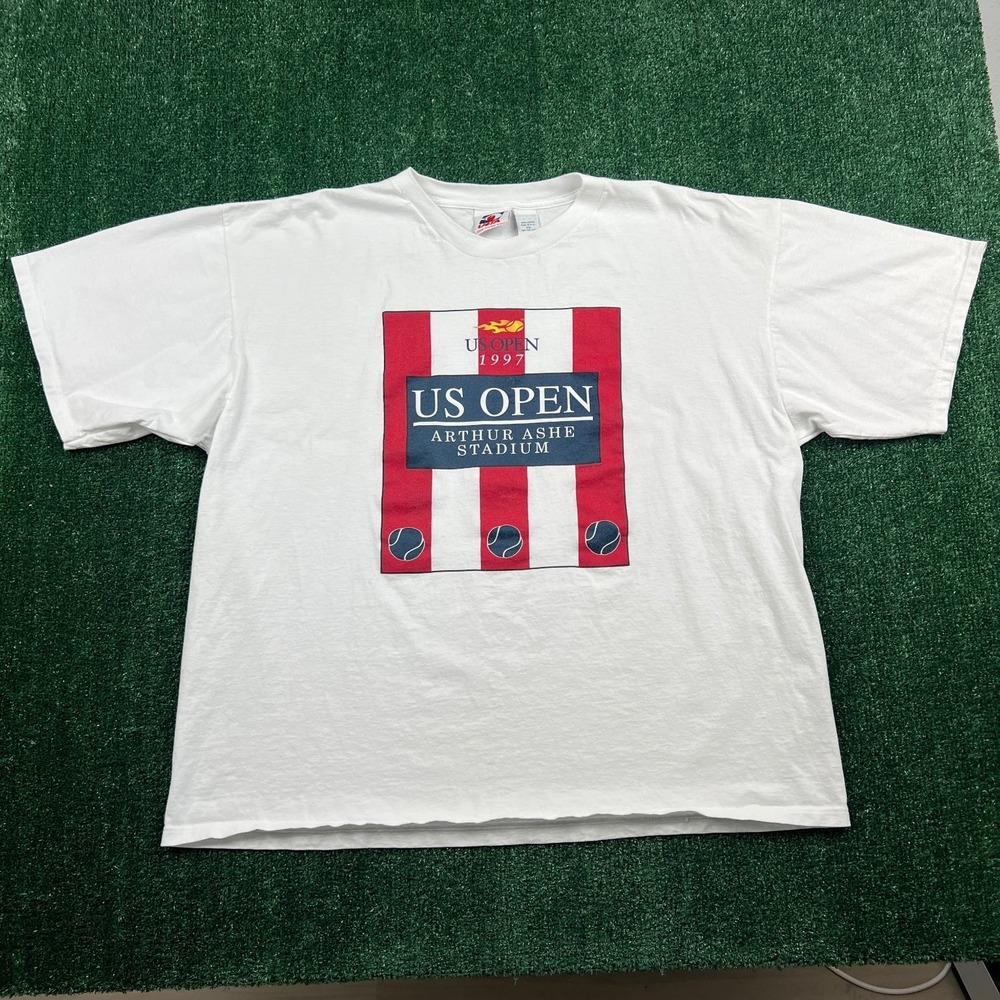 VTG USTA T-Shirt Men's White XXL 1997 US Open Arthur Ashe Stadium Cotton Boxy